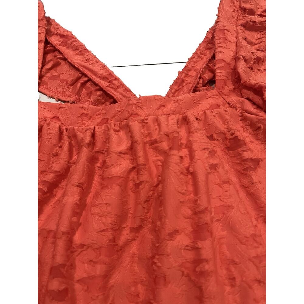 Lauren Conrad Flocked Ruffle Sleeveless Tank Top 3X Women's Shirt Spanish Coral - Picture 6 of 16